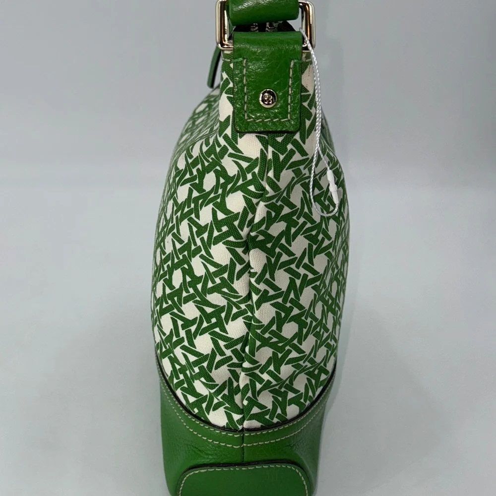 UEC Kate spade canvas & leather Green and White Patterned Women's Bag w/ duster
